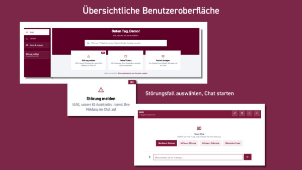 Screenshot zur Meldung eines Störungsfalls über das Support Portal